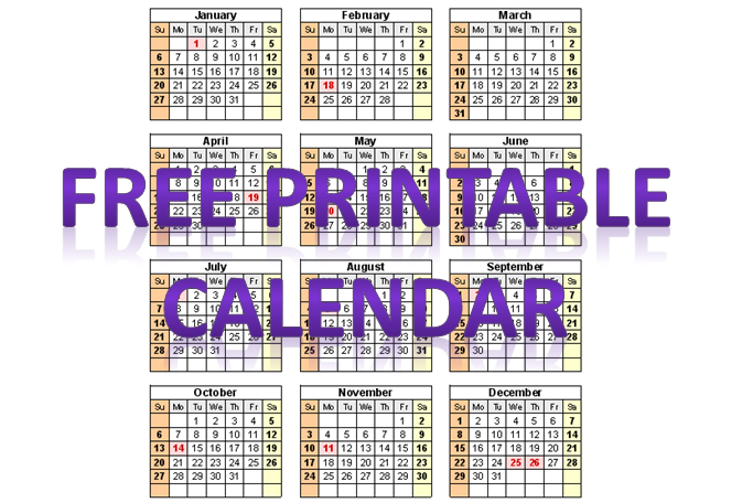 free printable calendar