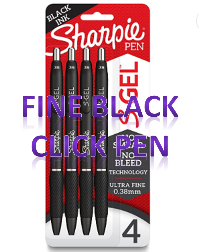 fine black click pens