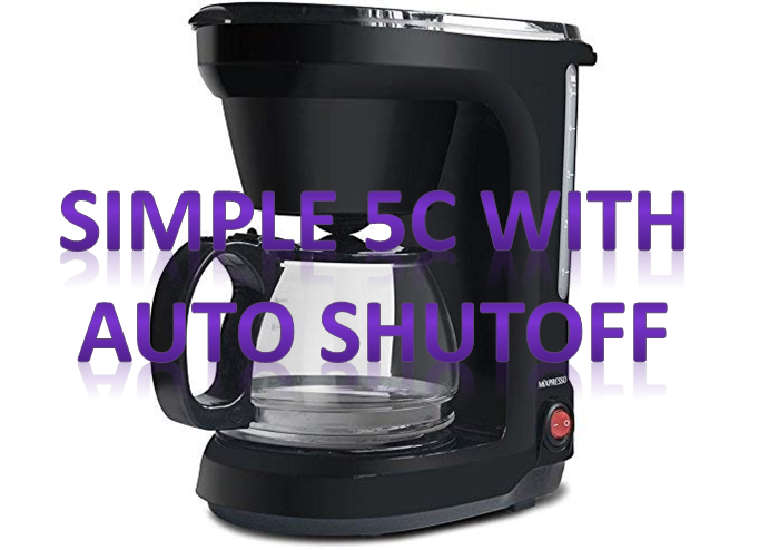 simple 5 cup coffee maker with auto shutoff
